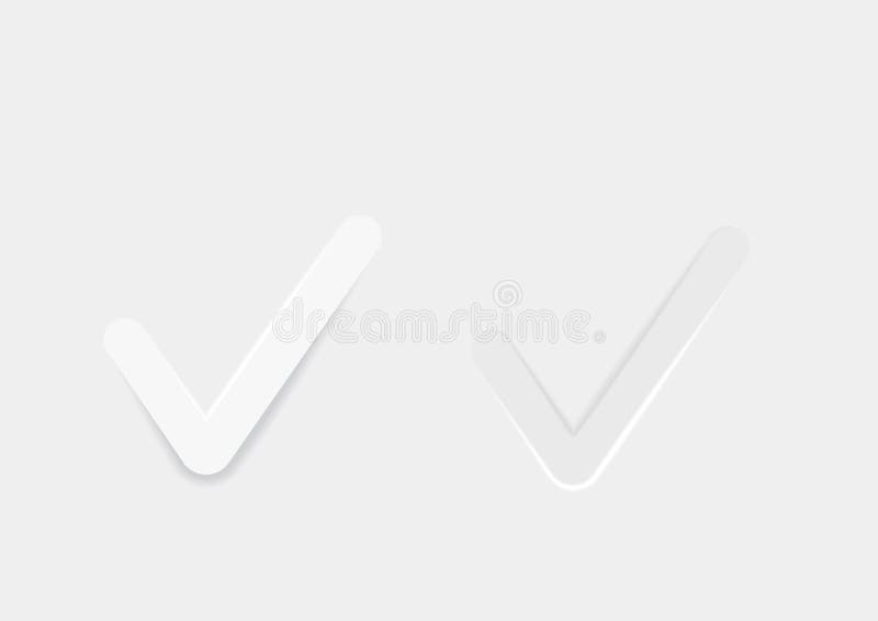 Tick and cross button for mobile app in modern neumorphic trend style. Vector illustration stock illustration