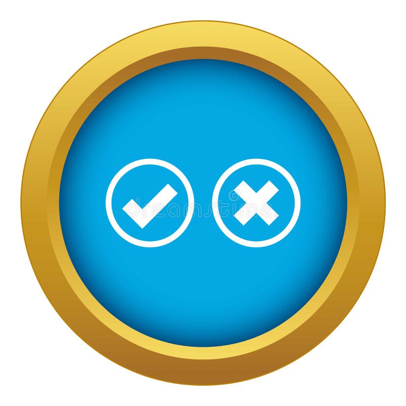 Tick and cross selection icon blue vector isolated royalty free illustration
