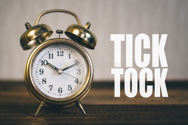 Tick Tock Day Concept. Golden Alarm Clock Stock Photo - Image of black,  punctual: 103439642