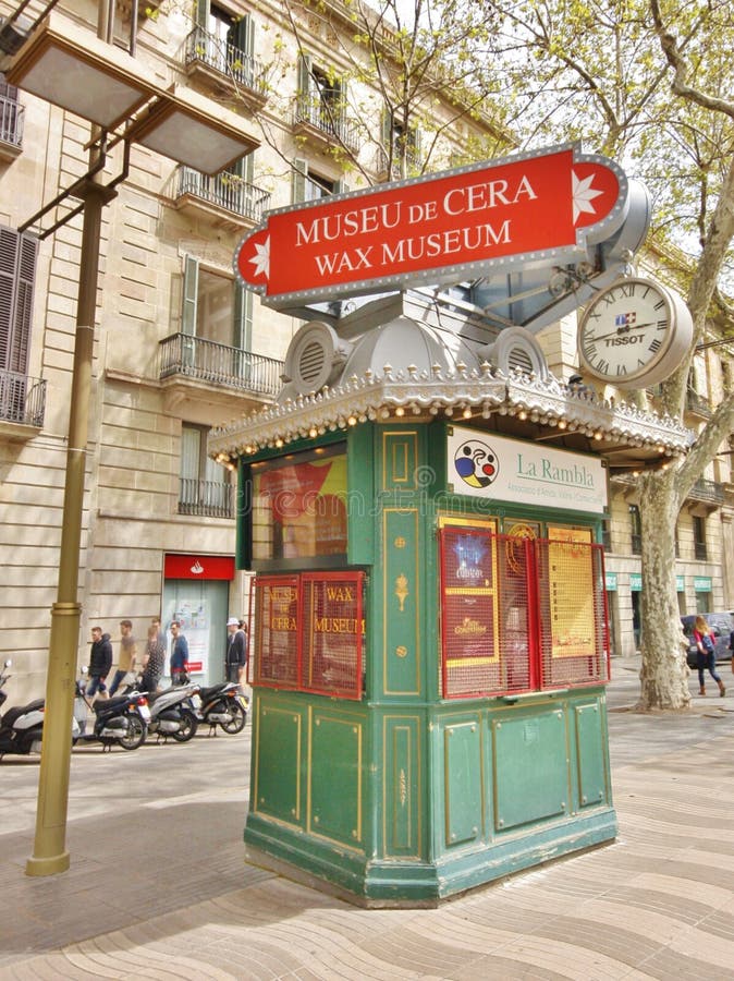 Ticket Booth in Barcelona, Spain for Wax Museum Editorial Photography