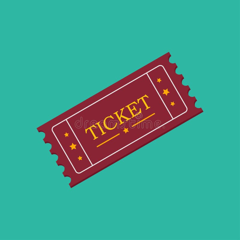 Ticket Icon, Red Movie Ticket Concept, Vector, Illustration Stock
