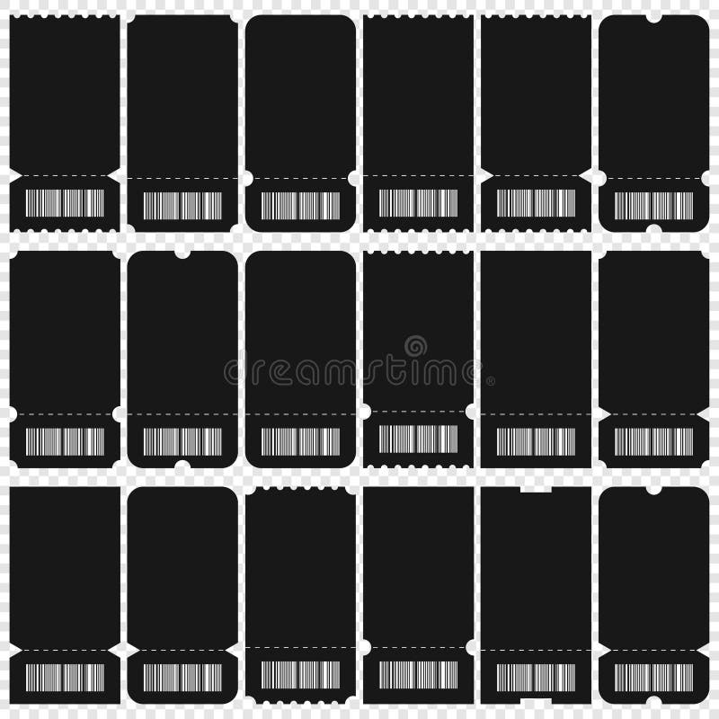 Ticket templates. Set of coupons and tickets with barcode. Vector. royalty free illustration