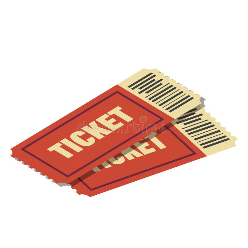 Tickets with bar code to cinema, theatre, circus, festival, party retro realistic style. Two paper or cardboard red vintage stubs. Raffle, lottery. Vector illustration isolated on white background.