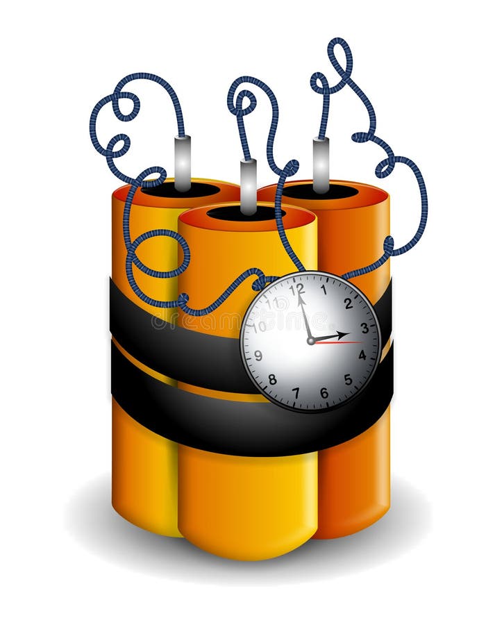 Time bomb with timer, cartoon - Stock Image - T980/0446 - Science