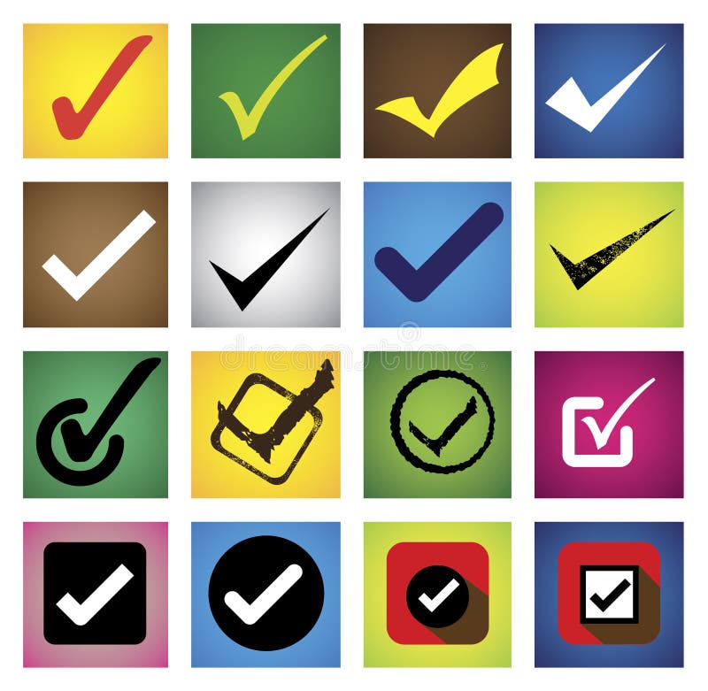 Tickmark, checkmark, right mark, correct choice - vector icons s