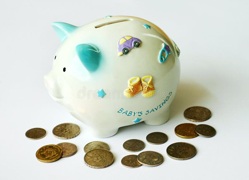 Cute Piggybank with 'Baby's Savings' in blue lettering on its side. Coins scattered around it. Great for messages such as 'Start Saving Up Early', 'Save up for Baby', 'Never too early / late to start saving', 'Start saving up for the Future'. Good for both children and new parents. Cute Piggybank with 'Baby's Savings' in blue lettering on its side. Coins scattered around it. Great for messages such as 'Start Saving Up Early', 'Save up for Baby', 'Never too early / late to start saving', 'Start saving up for the Future'. Good for both children and new parents.