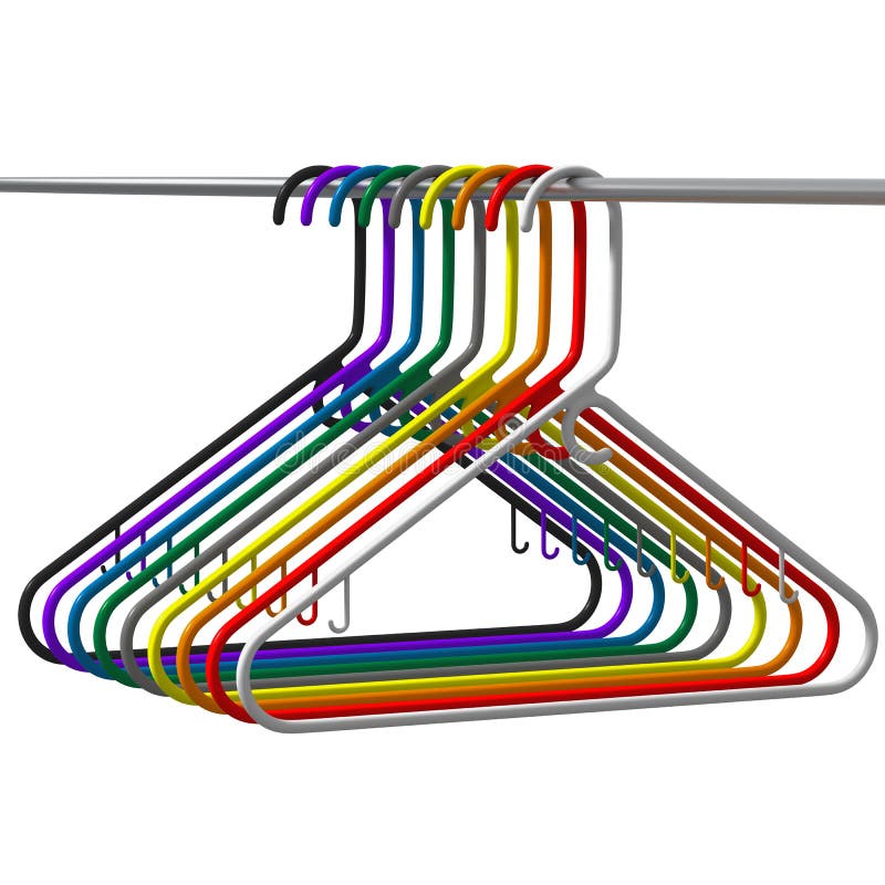 Gymnastiek ziek pil Tidy Line of Colored Clothes Hangers Stock Illustration - Illustration of  isolated, accessories: 29466583