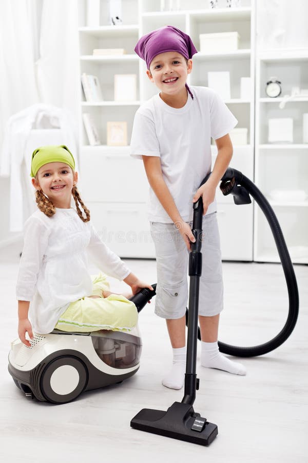 Tidy up day - children cleaning their room