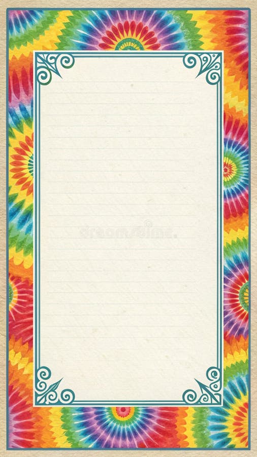 Tie Dye Border Paper Texture Psychedelic and Retro Stock Illustration ...