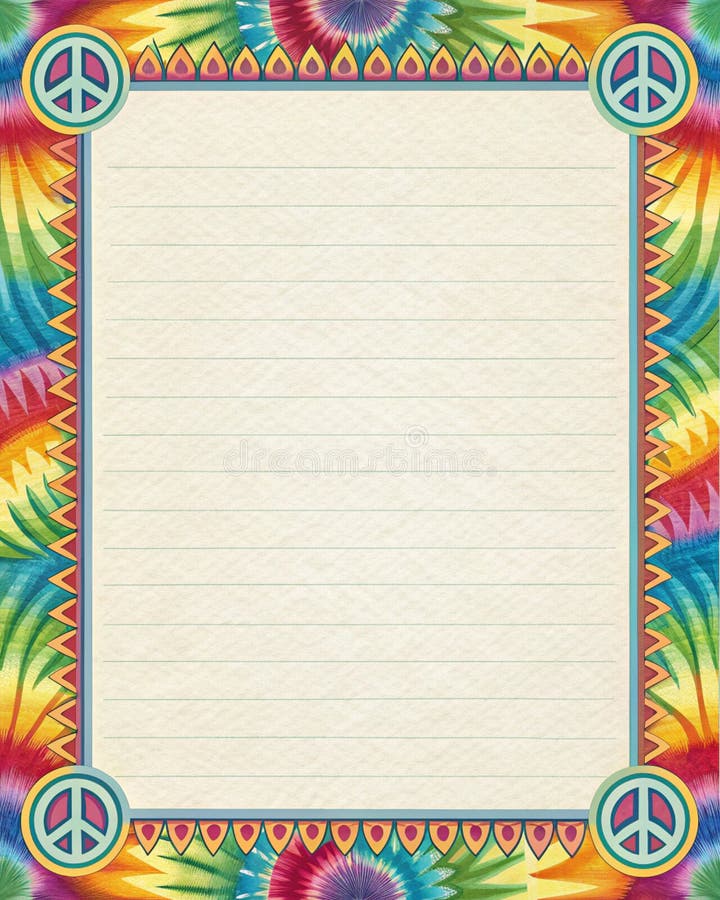 Tie Dye Border Paper Texture Psychedelic and Retro Stock Illustration ...