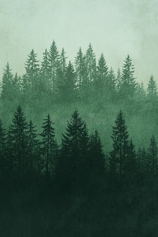 Tiefenwald grün bis schwarz Gradienten Poster mit groben grauen Overlay für ein natürliches Gefühl. generative Hilfe
