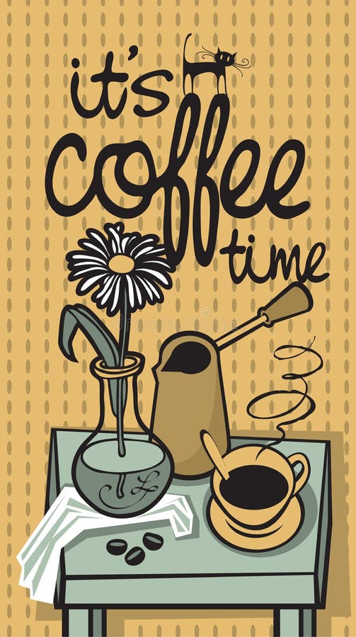 Tiempo de Coffe stock de ilustración Tiempo de Coffe stock de ilustración