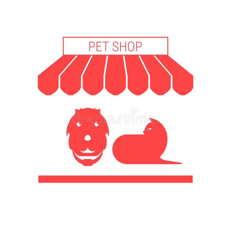 Tienda de animales, perro y Cat Single Flat Vector Icon Toldo y letrero rayados stock de ilustración Tienda de animales, perro y Cat Single Flat Vector Icon Toldo y letrero rayados stock de ilustración