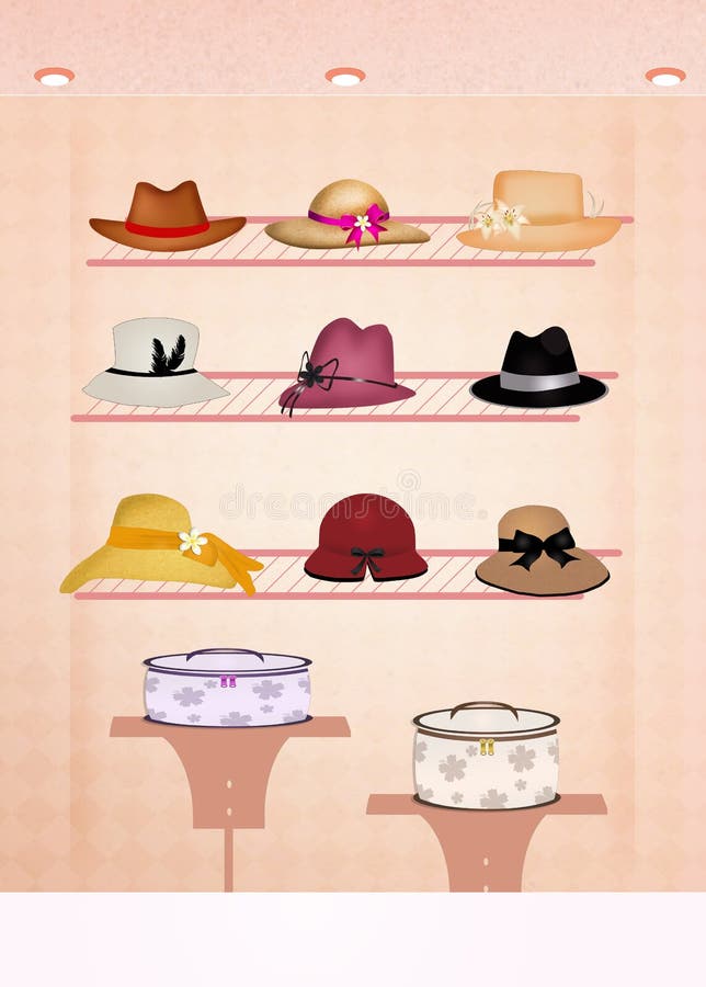 Tienda de sombreros stock de ilustración Tienda de sombreros stock de ilustración