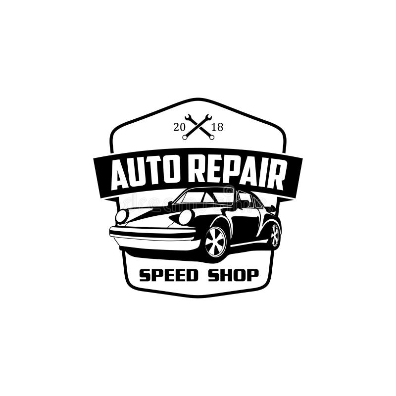 Tienda del coche de la velocidad y vector del logotipo de la reparación auto stock de ilustración Tienda del coche de la velocidad y vector del logotipo de la reparación auto stock de ilustración