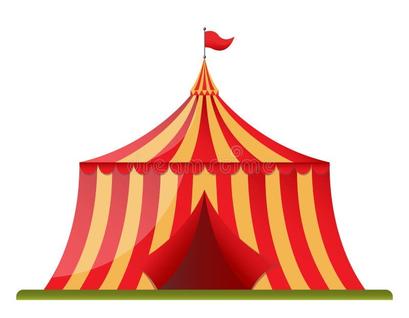 Circus vintage tent in flat design style.Vector illustration with red and yellow marquee isolated on white background. Amusement, entertainment industry. Circus vintage tent in flat design style.Vector illustration with red and yellow marquee isolated on white background. Amusement, entertainment industry