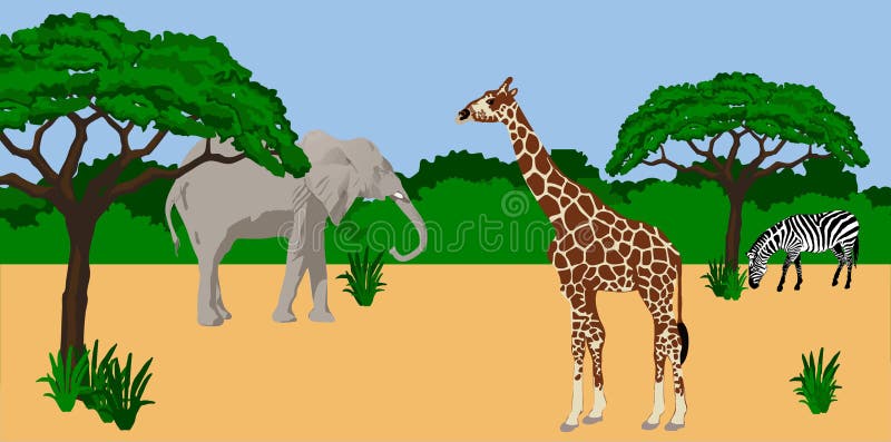 Tiere in der afrikanischen Landschaft stock abbildung Tiere in der afrikanischen Landschaft stock abbildung