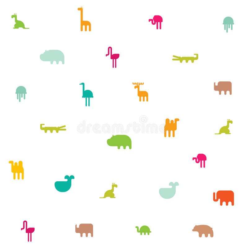 Tiere silhouettieren nahtloses Muster Flaches Design der geometrischen Illustration lizenzfreie abbildung Tiere silhouettieren nahtloses Muster Flaches Design der geometrischen Illustration lizenzfreie abbildung