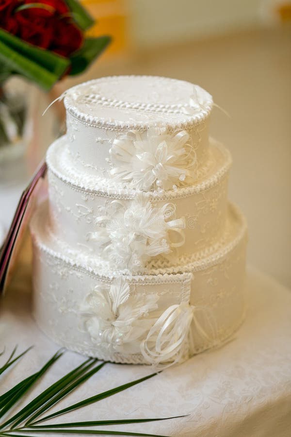 Tiered White Wedding Box for Envelopes and Post Cards at a Banquet