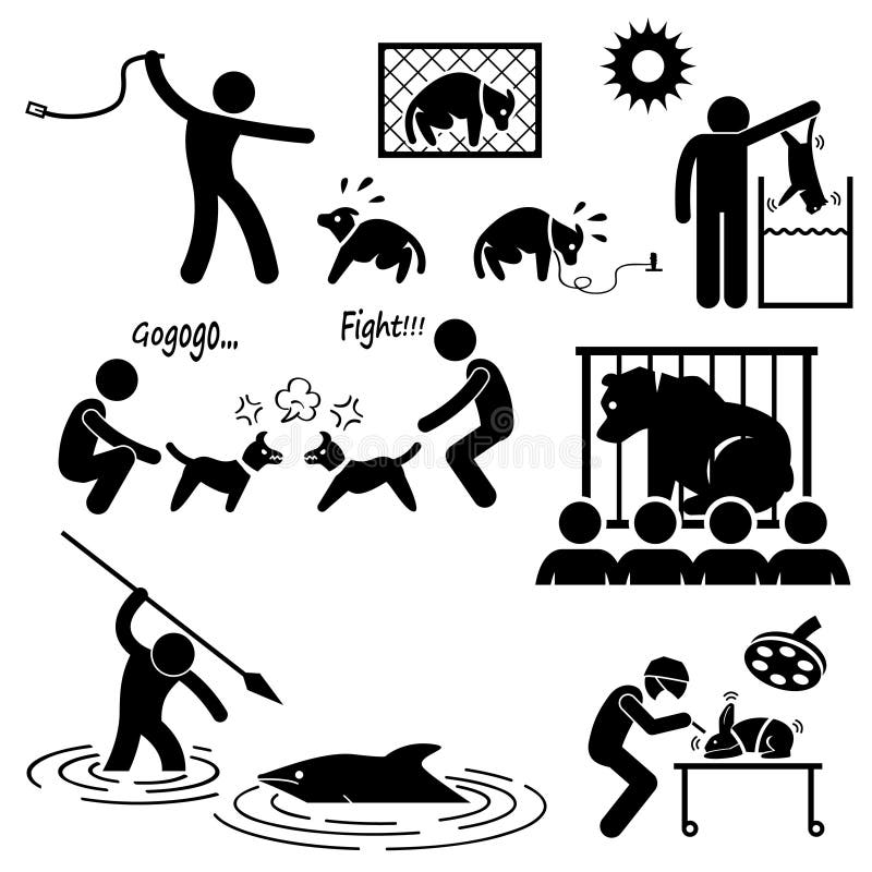 Tiergrausamkeits-Missbrauch durch Menschen vektor abbildung Tiergrausamkeits-Missbrauch durch Menschen vektor abbildung