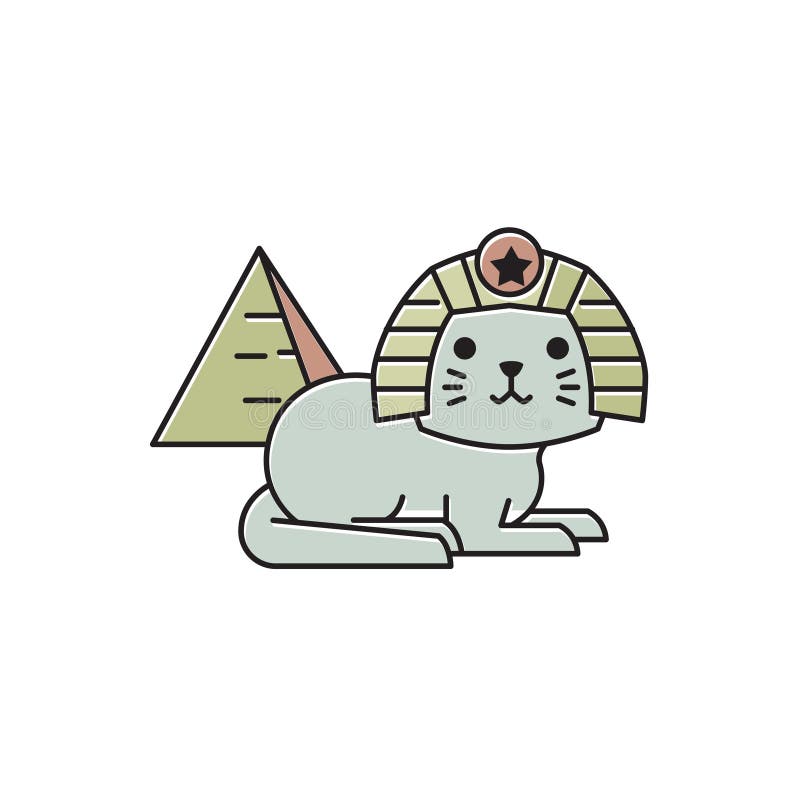 Tierno Gato De Traje Egipcio Pirámide Egipto Ilustración Plana De Dibujos  Animados Ilustración del Vector - Ilustración de cleopatra, actitud:  226373007