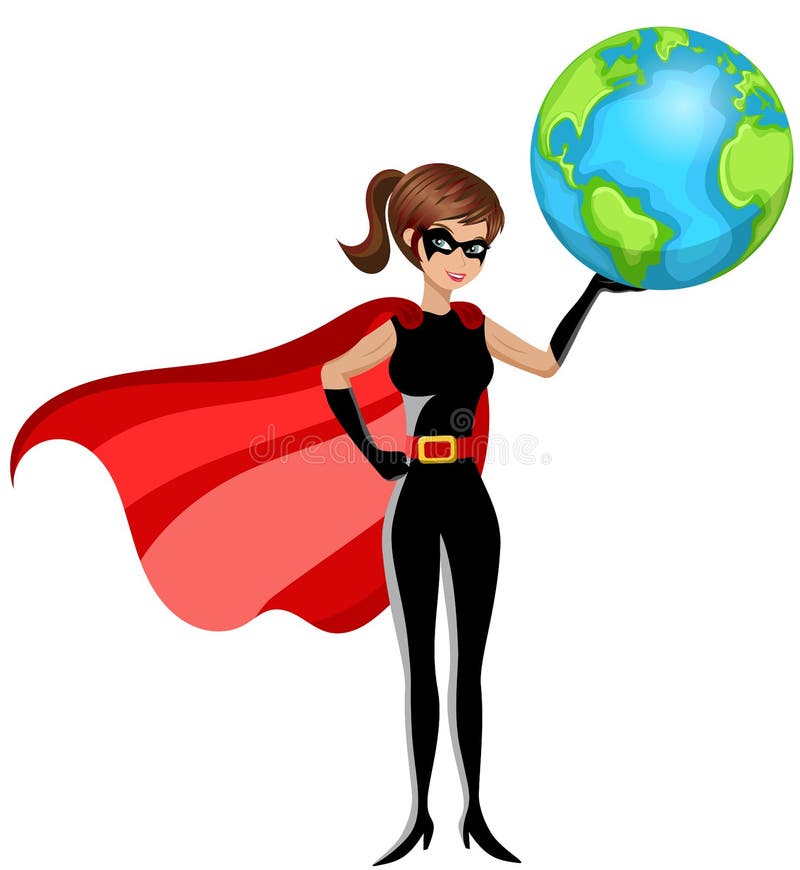 Tierra de la mujer del super héroe aislada ilustración del vector Tierra de la mujer del super héroe aislada ilustración del vector