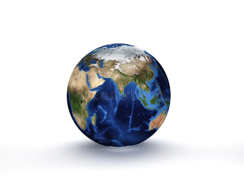 Tierra del planeta de la representación 3D, modelo del globo aislado en blanco libre illustration