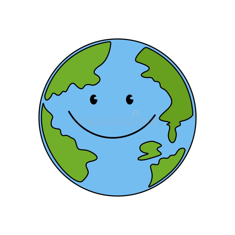 Tierra del planeta Globo con la cara linda que sonríe para el vector de la humanidad stock de ilustración Tierra del planeta Globo con la cara linda que sonríe para el vector de la humanidad stock de ilustración