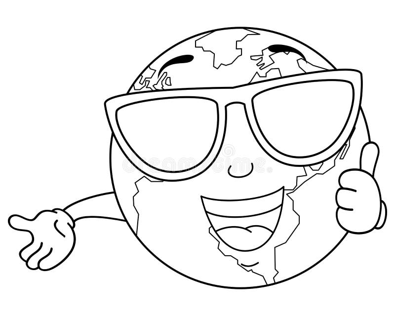 Tierra fresca del planeta que colorea con las gafas de sol stock de ilustración Tierra fresca del planeta que colorea con las gafas de sol stock de ilustración