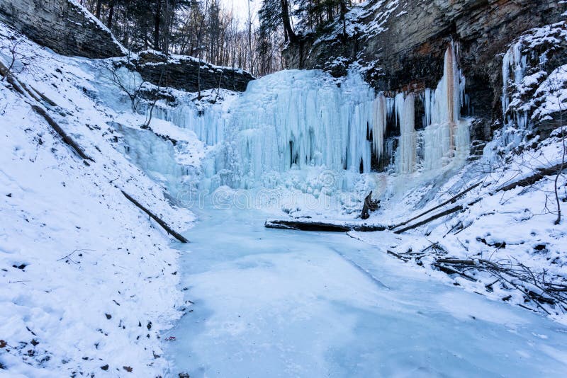 Tiffany Falls frozen over in winter