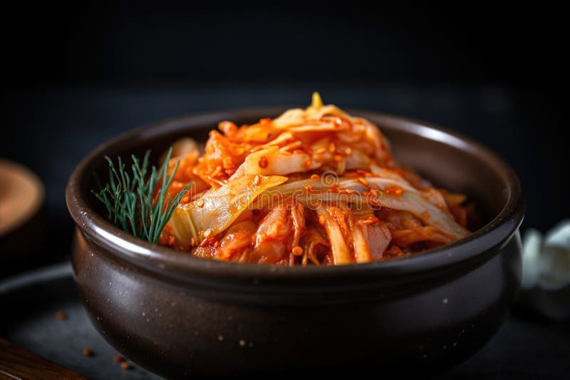 Tigela de kimchi pronta para ser emparelhada com carne grelhada e peixe ilustração stock
