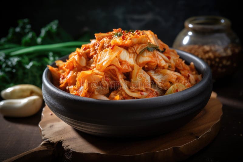 Tigela de kimchi pronta para ser emparelhada com carne grelhada e peixe ilustração do vetor