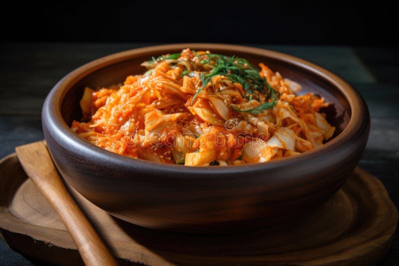 Tigela de kimchi pronta para ser emparelhada com carne grelhada e peixe ilustração royalty free