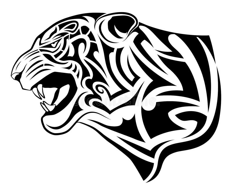 Tiger, tribal tattoo stock vector. Illustration of vector - 35761257