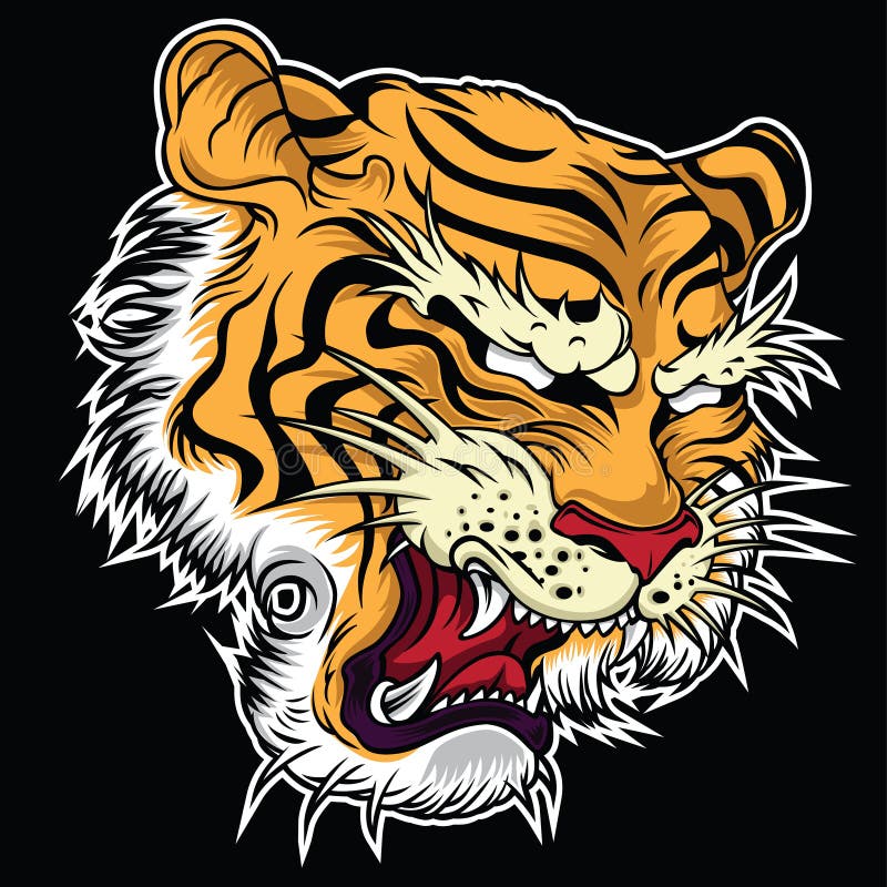 Tiger Angry Tiger Face Tiger Knife Head Tiger Tattoo Vector ...