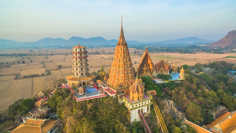 Tiger Cave Temple in Kanchanaburi Stock Photo - Image of drone, hilltop ...