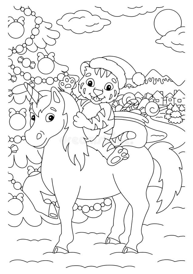 https://thumbs.dreamstime.com/b/tiger-cub-riding-unicorn-greets-new-year-coloring-book-page-kids-cartoon-style-character-vector-illustration-isolated-233529322.jpg