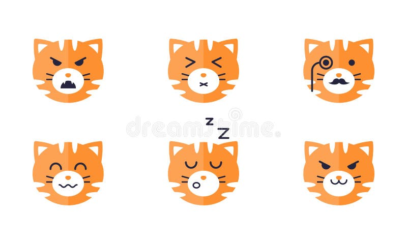 Tiger angry reaction expresion facial emoji vector. Jungle cat