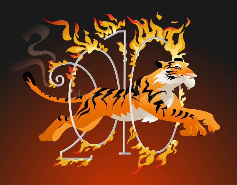 tiger för brandbeslagbanhoppning royaltyfri illustrationer tiger för brandbeslagbanhoppning royaltyfri illustrationer