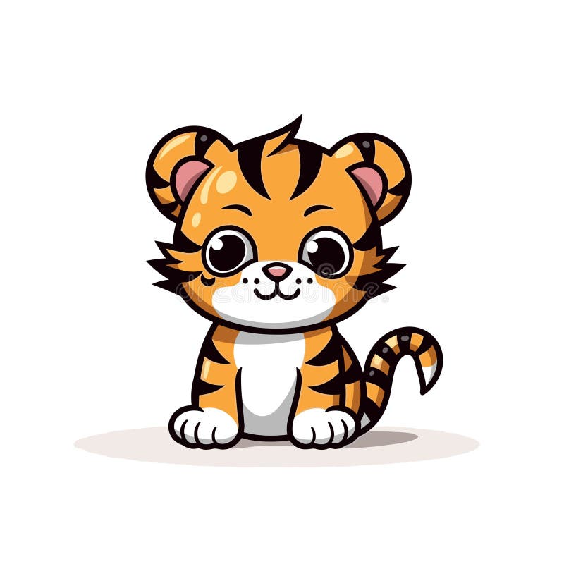 Tiger. Tiger hand-drawn comic illustration. Cute vector doodle style cartoon illustration royalty free illustration