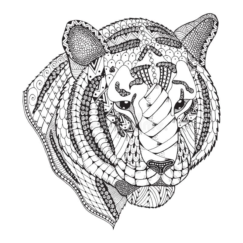 Tiger Haupt-zentangle stilisierte, vector, Illustration, Muster, Franc