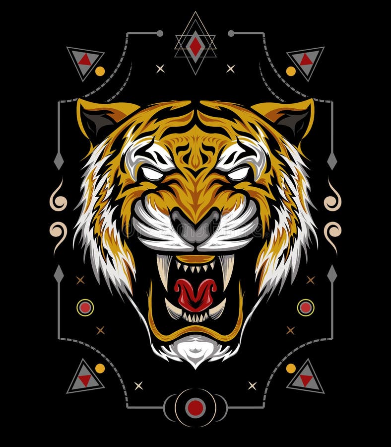 The Tiger Head Illustration On The Black Background Vector Tiger Stock Illustration Illustration Of Decorative Ornamental The Tiger Head Illustration On The Black Background Vector Tiger Stock Illustration Illustration Of Decorative Ornamental