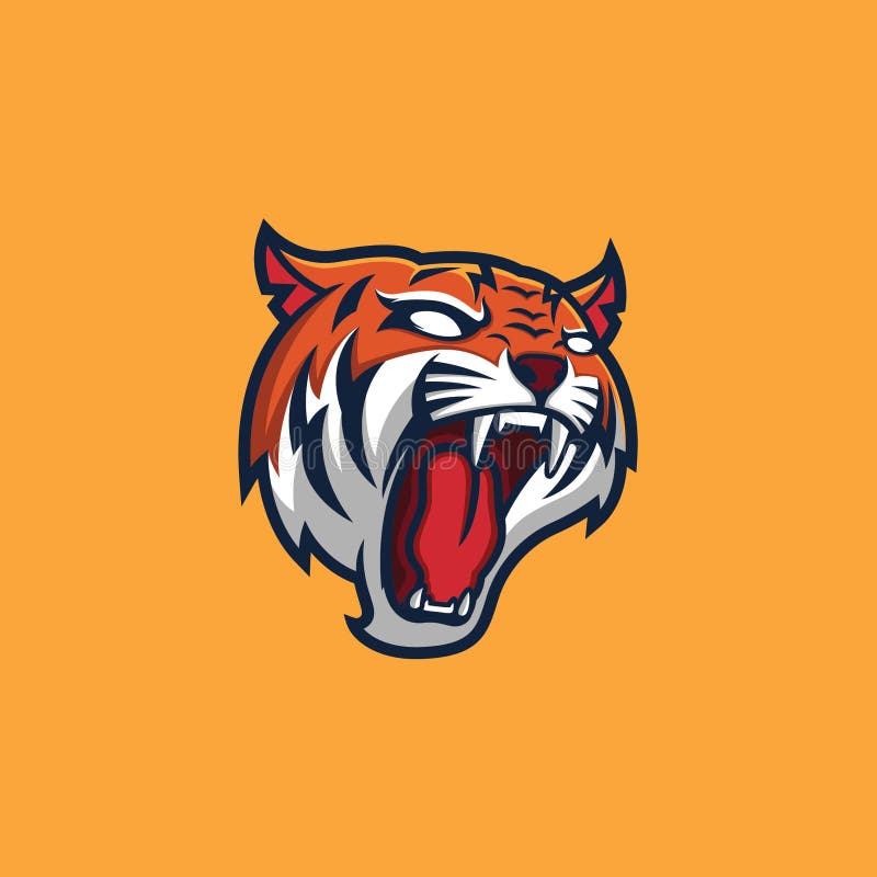 Tiger Head Mascot Logo Template Stock Vector - Illustration of cartoon,  school: 154202078