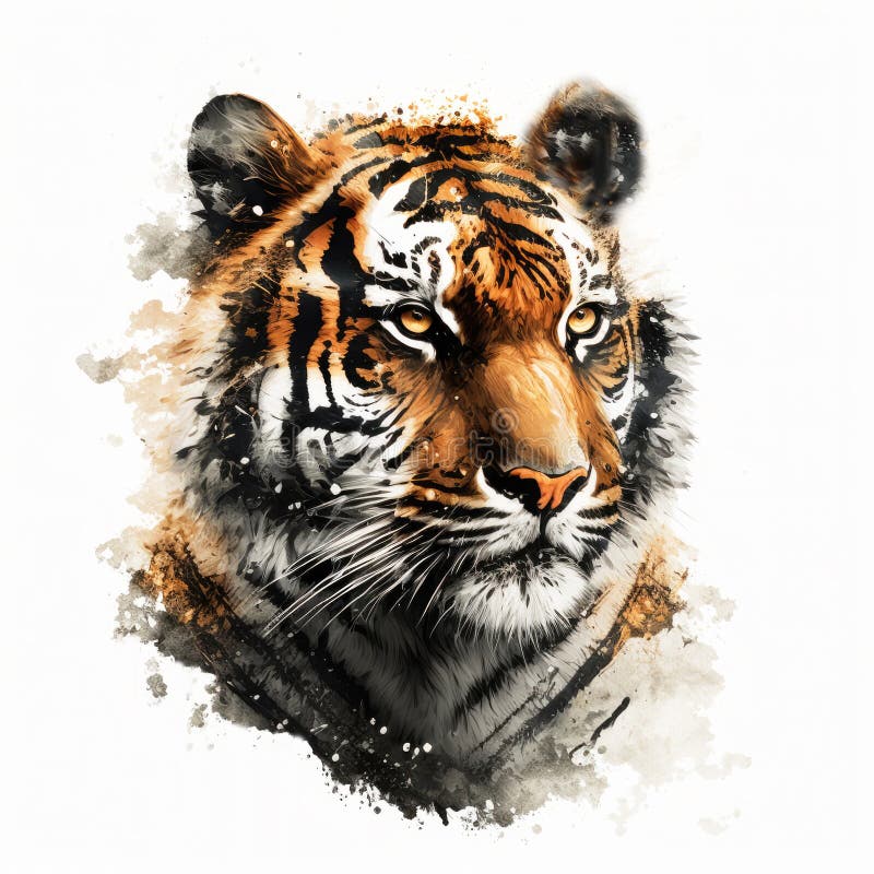 Tiger Print Oil Paint Inter Mixing Orange Black Background Stock ...