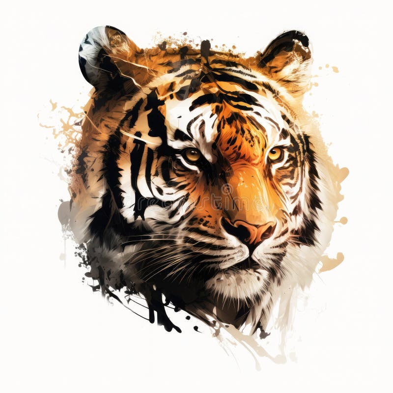 Tiger Print Oil Paint Inter Mixing Orange Black Background Stock ...