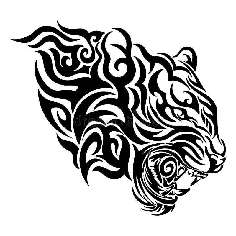 Tiger Head in Roar with Lotus Flower Decorate with Cloud or Smoke Design  with Oriental Japanese Tattoo Style Stock Illustration - Illustration of  drawn, fashion: 166174656