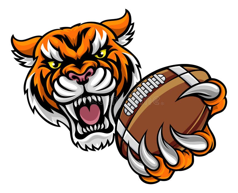 Tiger Holding American Football Ball royalty illustrazione gratis