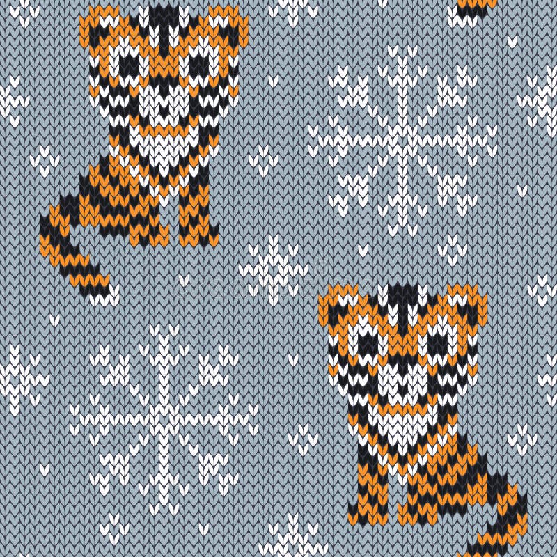 Tiger Jacquard Knitted Seamless Pattern Stock Vector - Illustration of  christmas, knitted: 213648388