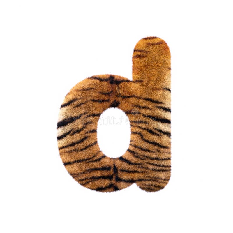 Tiger Letter D Lowercase D Feline Fur Font Suitable For Safari