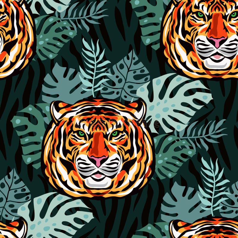 Tiger pattern 115 stock vector. Illustration of face - 235915675